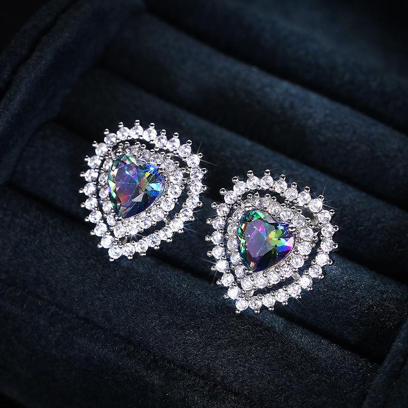 

Серьги Cao Shi из циркония в форме сердца для девочек — модный универсальный стиль в лесу