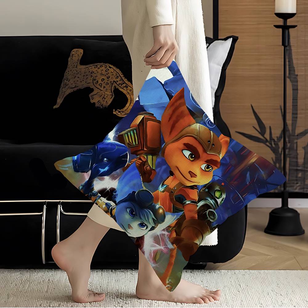 Ratchet N Clank Cartoon Fan Art Personalized Pillow Cover Kids Bedroom Wild Party Decor Pillowcase Kid Birthday Shower Gift