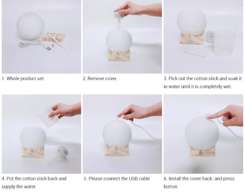Moon Lamp Humidifier & Aroma Diffuser Night Light - Desktop Hydrating Spray Device for Bedroom