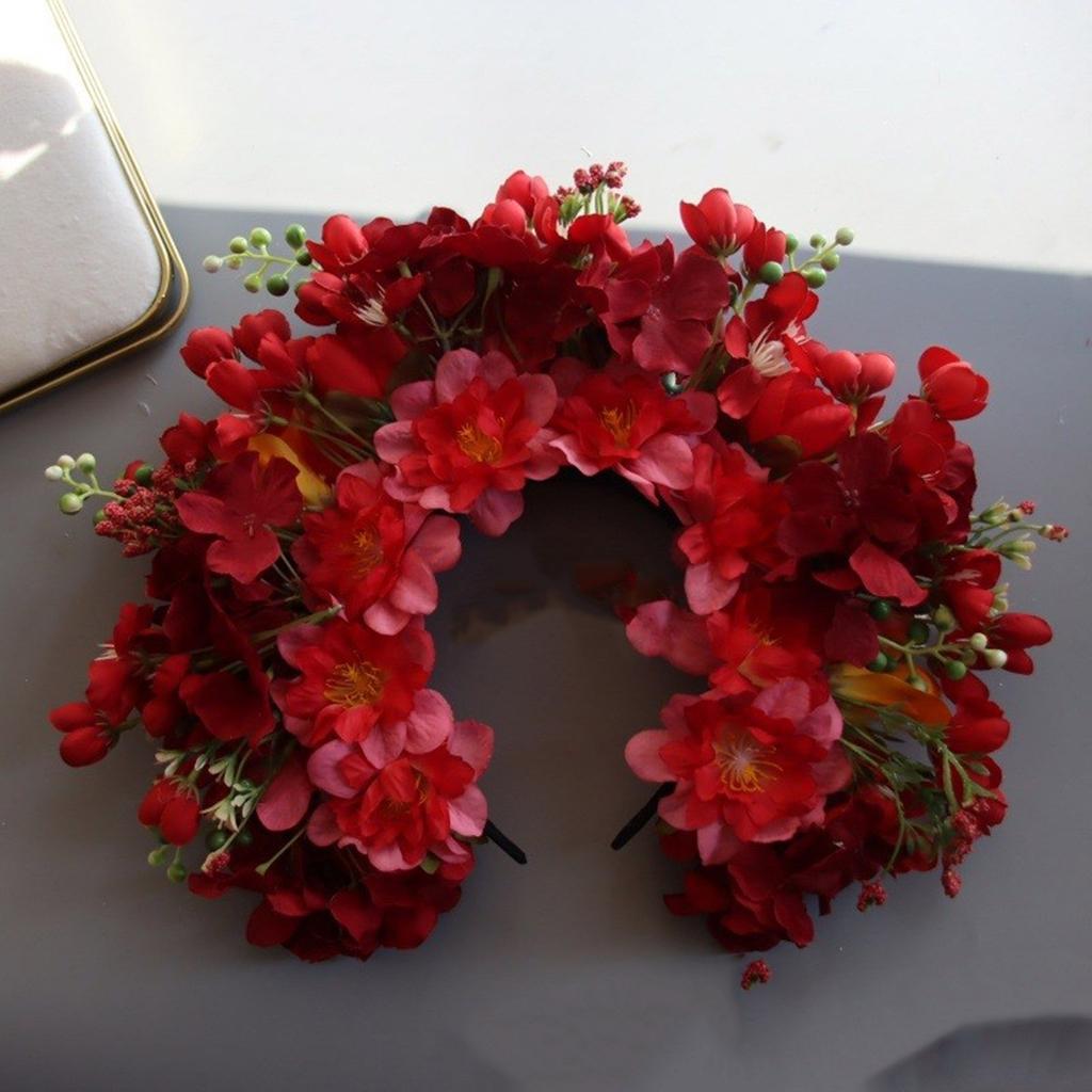 Bohemian Flower Headband Bridal Hair Ornaments Floral Hairband for Women Hair Bands Spring Wedding Garlands Crown Wreath