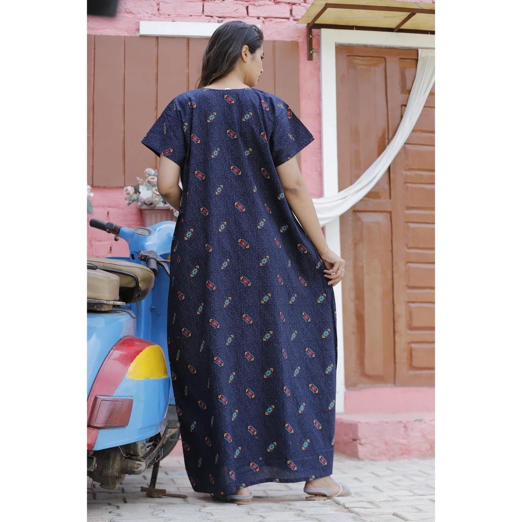 Women Cotton Printed Night Gown Indian Ethnic Designer Casual Wear Nighty Dress