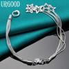 925 Sterling Silver Snake Chain Star Bracelet Party Beautiful Jewelry