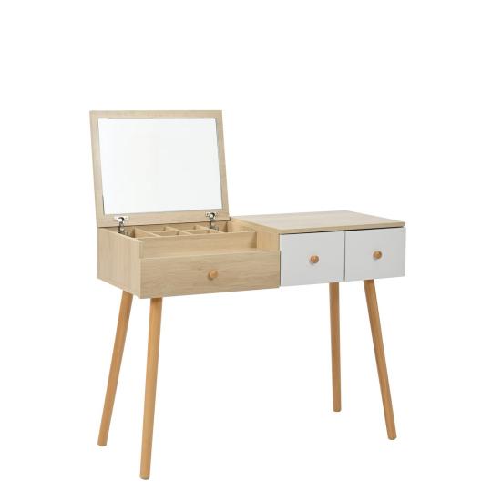 Dressing Table Sufficient Storage Capacity Strong Load-bearing High Stability Burr Free with Mirror Space-saving Smooth Edge Wide Desktop