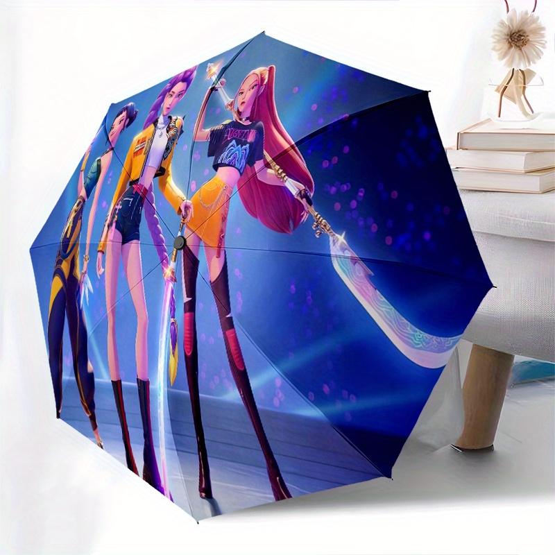 Ombrello pieghevole KPop Demon X con apertura e chiusura automatica, struttura a 8 stecche e design compatto da viaggio, perfetto per tutte le occasioni | Elegante
