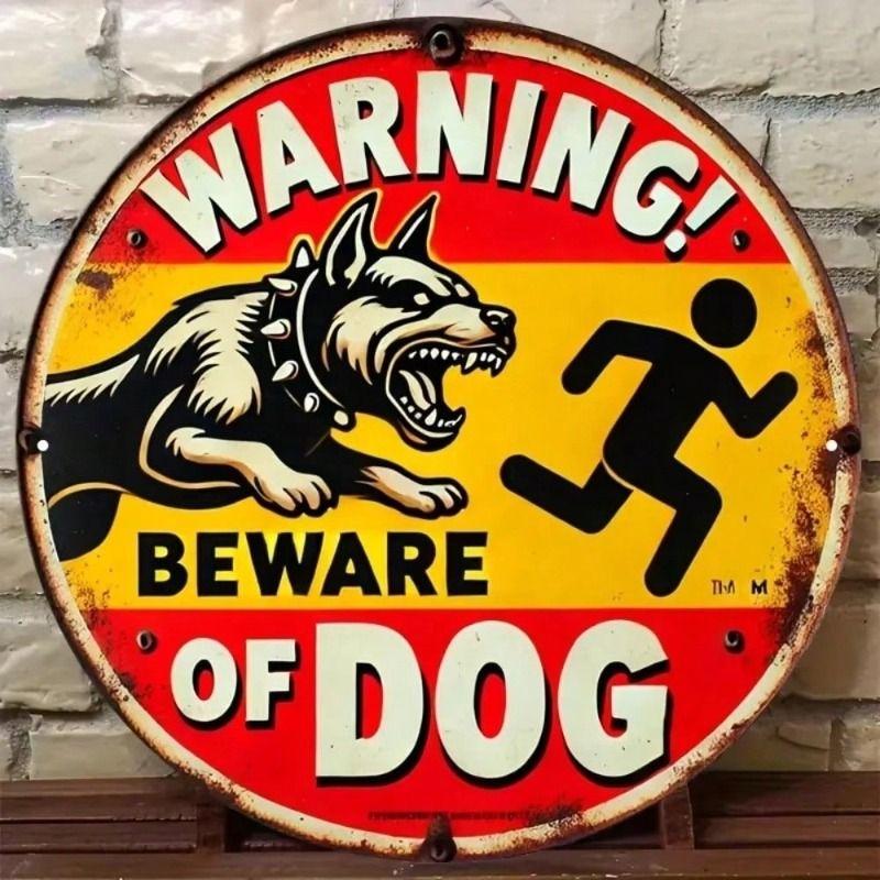 Metal Poster Wall Art Beware of Dog Aggressive Pet Sign for Yard