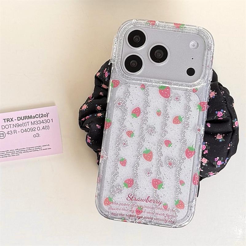 

Sweet Girl Glitter Strawberry iPhone 17 Case for Pro Max/16/15/14 Models iPhone 15