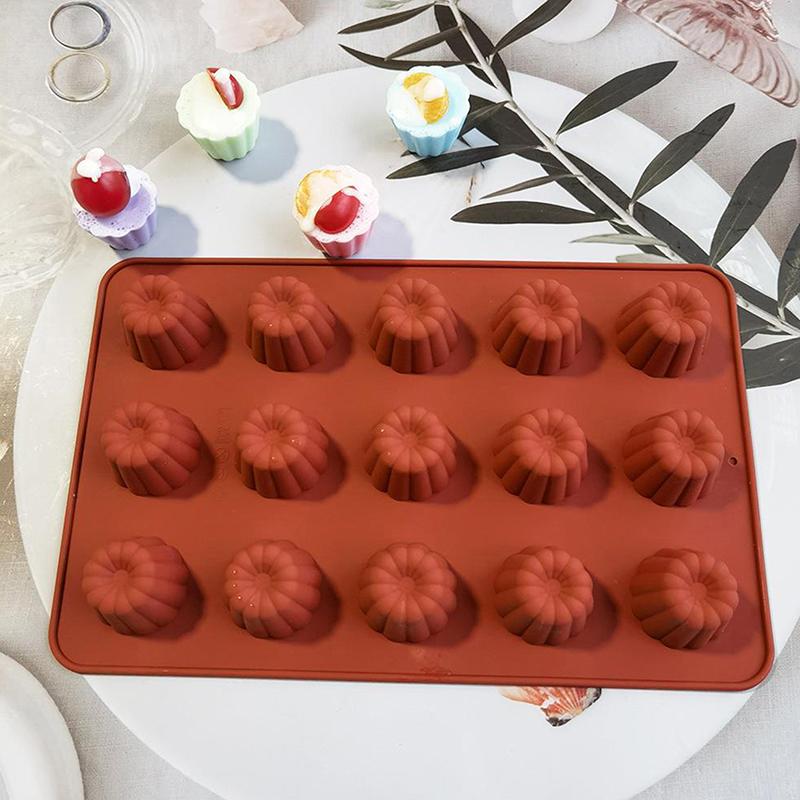 12/15 Holes Silicone Mold Muffin Cupcake Baking Tray Bordelais Fluted Cake Pudding Mold Diy Baking Kitchen Accessories