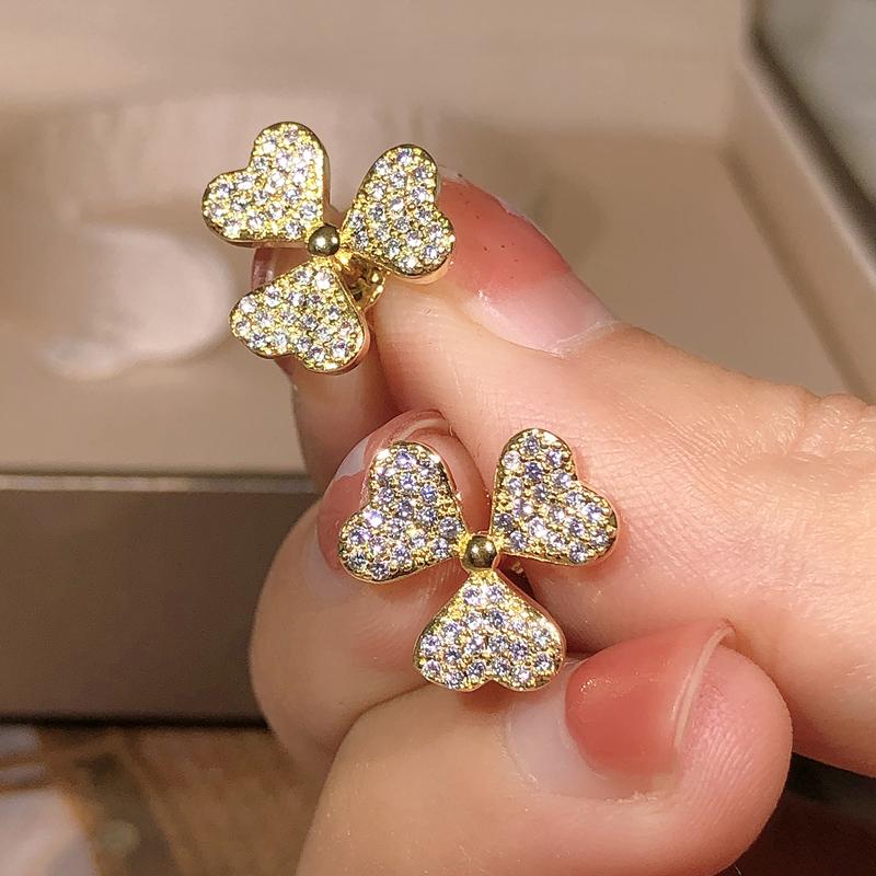 925 Silver Wild Temperament Clover Zircon Earrings Gold Ladies Wedding Engagement Jewelry Party Birthday Gift