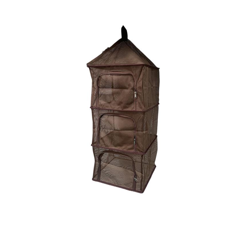 Four-Layer Outdoor Folding Drying Rack for Cutlery, Fruit, and Vegetables with Mosquito-Proof Hanging Net