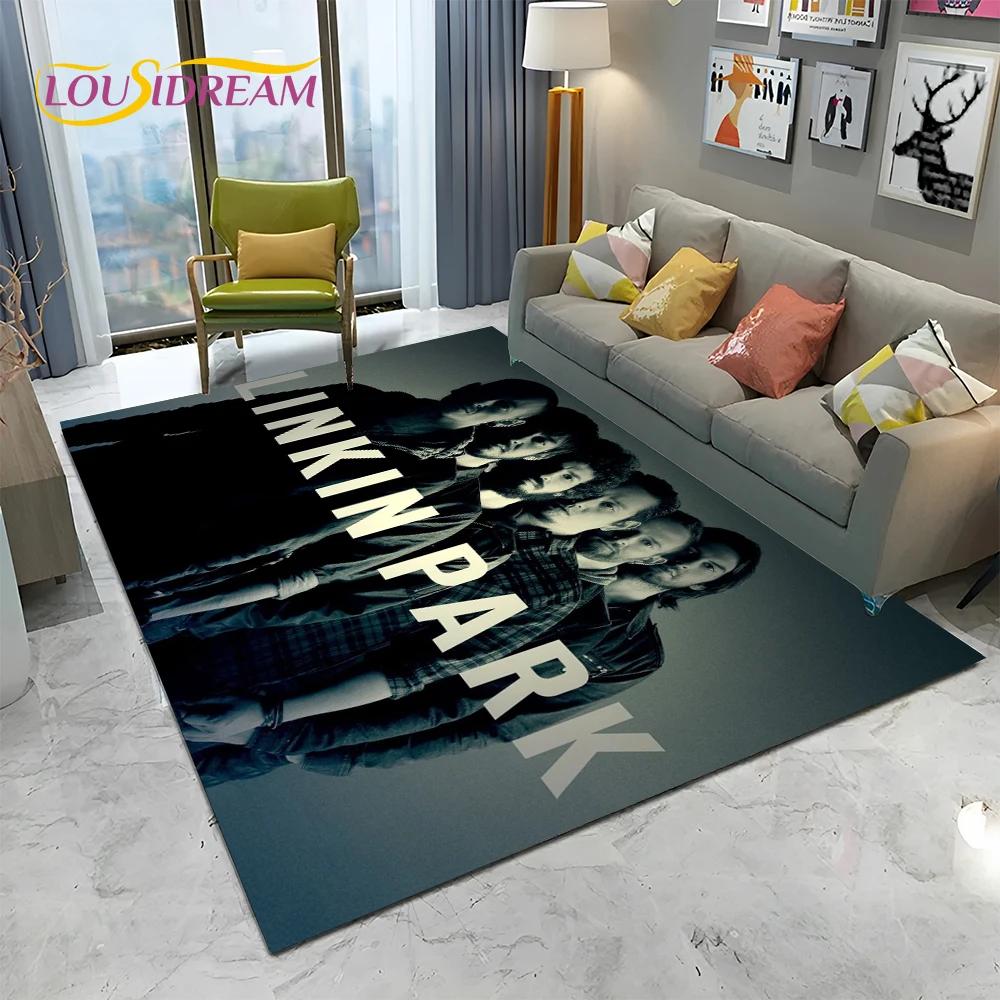 Tappeto Tappetino Decorativo 3D Retro Rock Band L-Linkin Park Logo per Casa Soggiorno Camera da Letto Divano Zerbino, Tappeto per Area Bambini Tappetino Antiscivolo
