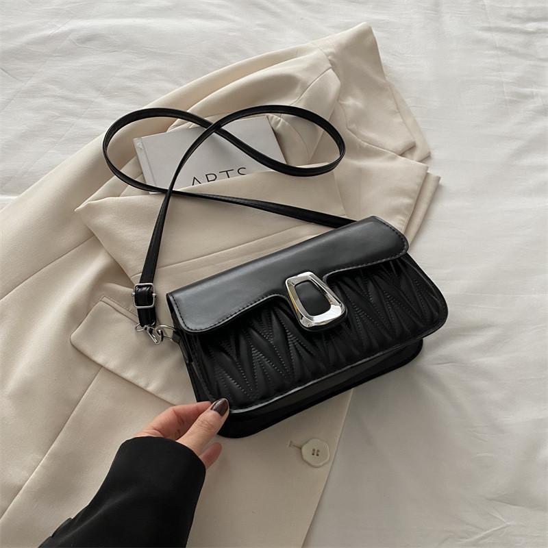 

2024 Spring New Retro Fashion Simple Single Shoulder Diagonal Crossbody Bag Small Square Bag Niche Design Women s Bag чёрный