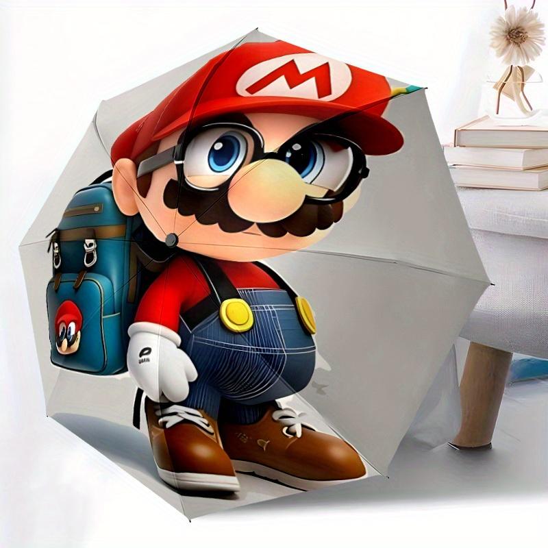 1pc Mario Backpack Automatic Open/close Folding Portable Umbrella with 8-Rib Structure for Women/Men, All-Season Use a0901015