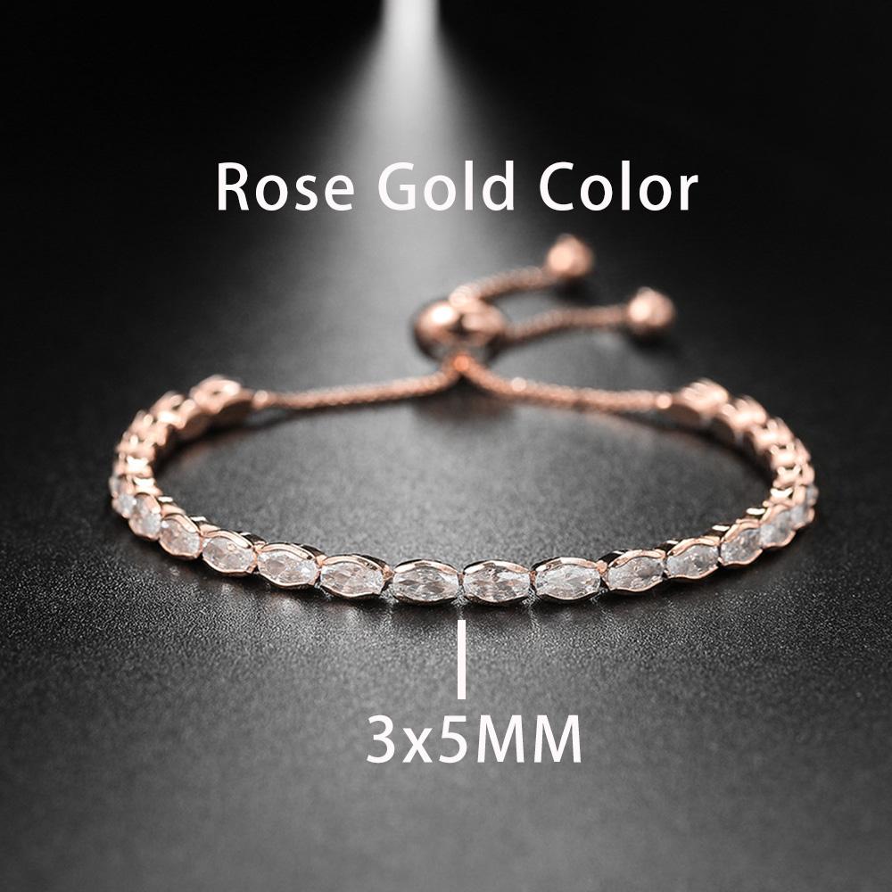 New Trendy Adjustable Oval Cut Tennis Bracelets for Women Dazzling Horse Eye Shaped Zirconia Chain on Hand Wedding Party Zircon