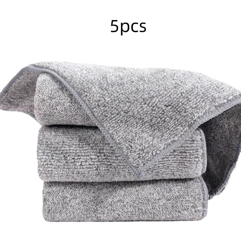 5Pcs/10Pcs Bamboo Fiber Thickened Cleaning Cloth Kitchen Oil Stain Removal Absorbent Towel High-Density Cleaning Cloth