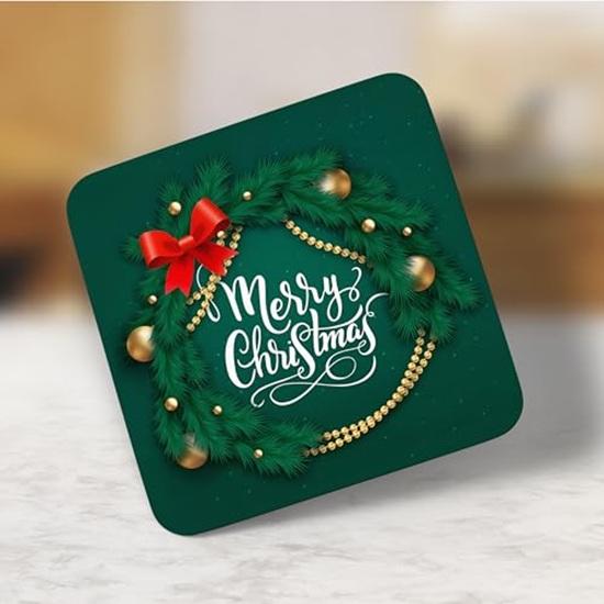 Merry Christmas Green Printed Ceramic Coffee Cup Mug With Coaster Gift For Christmas Best Gift 325 Ml
