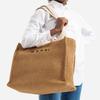 Marni Logo Embroidered Woven Vacation Style Raffia Tote Bag Shopping Bag Camping Bag Large Women Tote Bag Light-Brown Brown SHMP0078U0-P3860-Z0R42