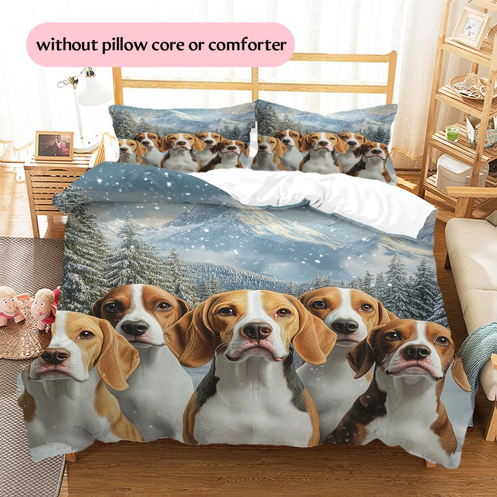 Beagle Pattern Bedding Home Decoration Birthday Gift (1 * Duvet Cover + 2 * Pillowcase, Without Core)