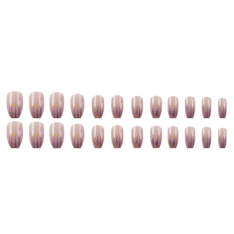24Pcs Glitter Crush Press-On Nails – Short Square Shape With Mirror Powder Accents Dazzling Fragmented Design