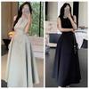 Sleeveless Vest Solid Color Long Skirt Temperament Women Korean Dress Sleeveless Long Dress  Party