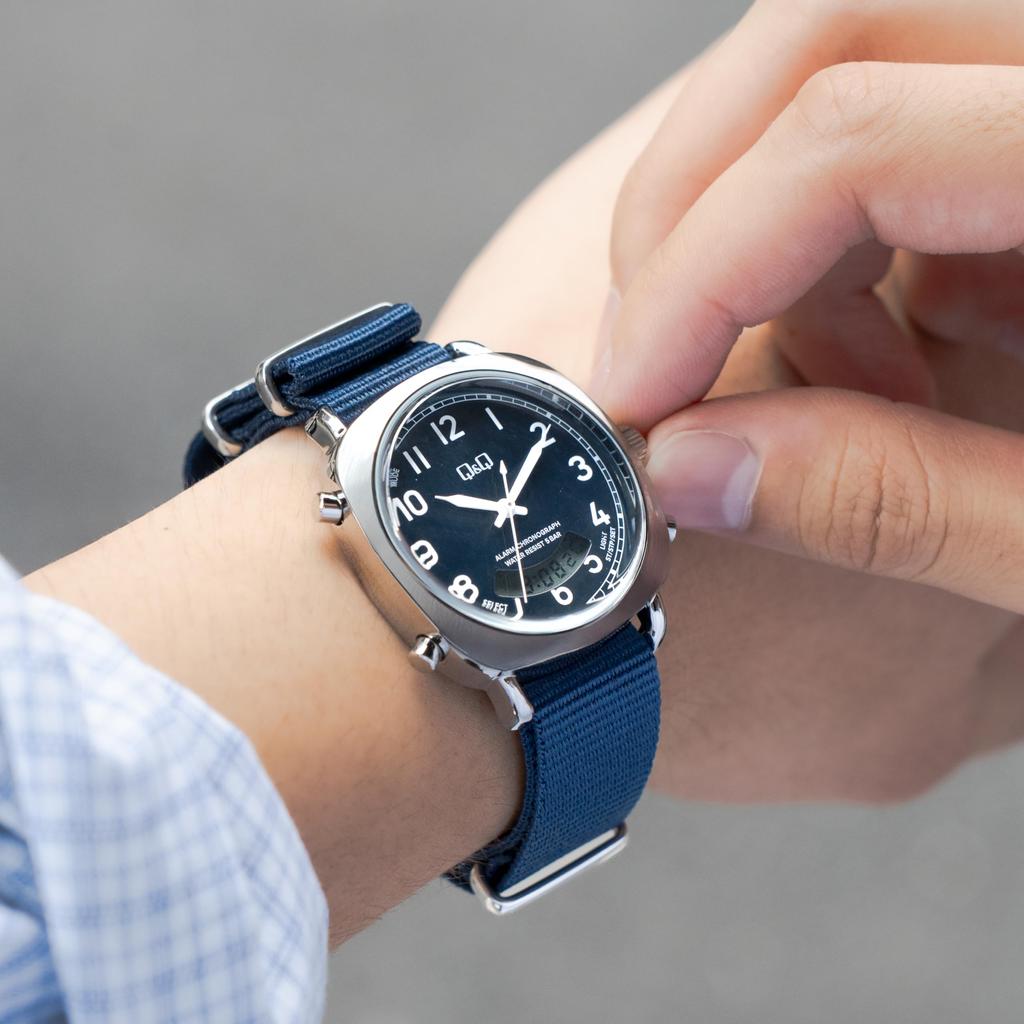 Citizen 5 ATM Water Blue Q&Q Watch, Resistant, Analog-Digi, A38A-002PK,