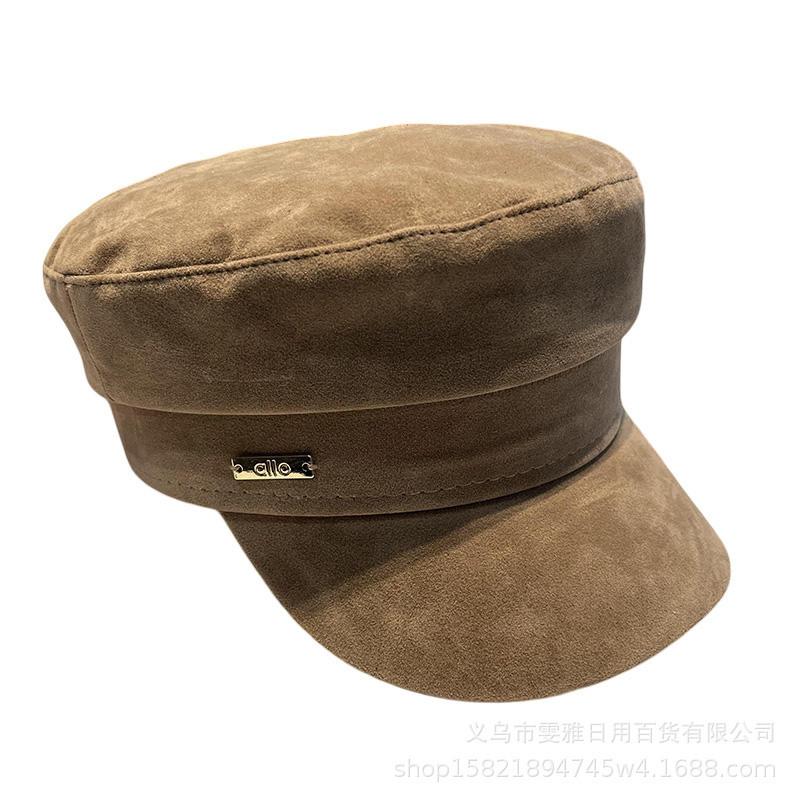 Modern Velvet Beret Hat For Women With Sun Shade For Fall Winter Casual Style