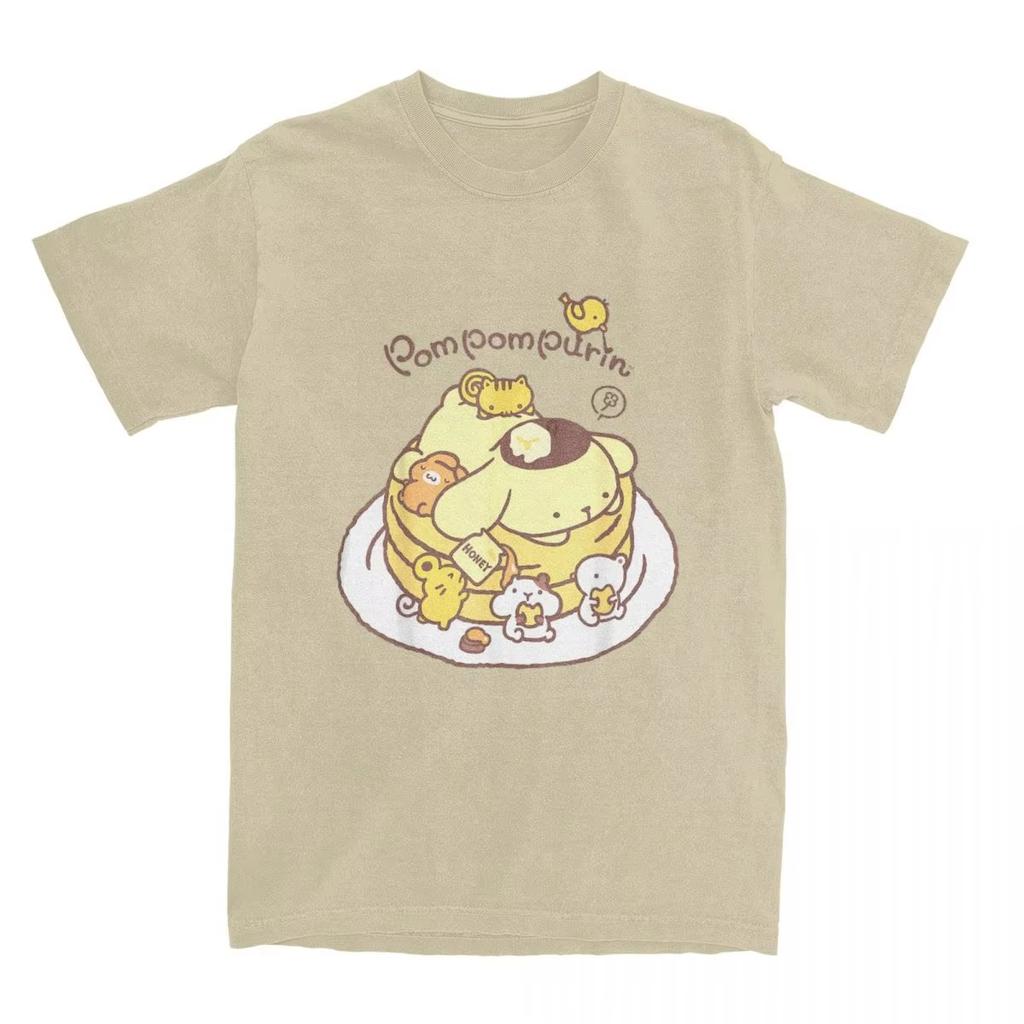 Maglietta Pompompurin Pancake Friends Uomo Donna Vintage Cotone Maglietta Girocollo Manica Corta Maglietta Regalo Vestiti