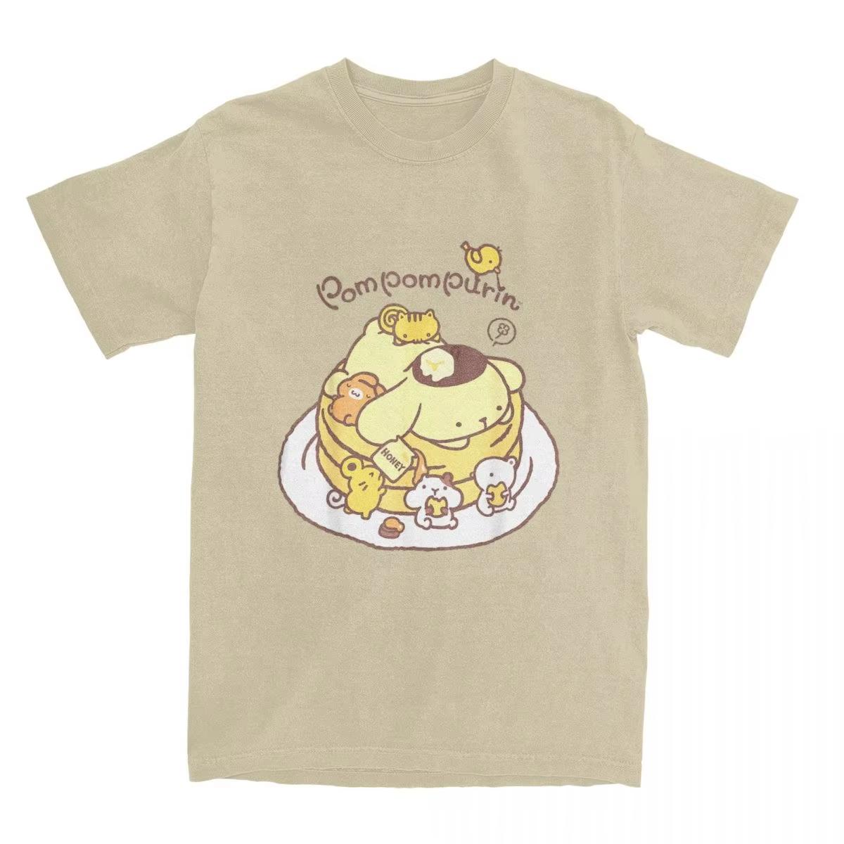 

Футболка Pompompurin Pancake Friends для мужчин и женщин, винтажная хлопковая футболка с круглым вырезом и коротким рукавом, подарочная одежда XXXXL красный