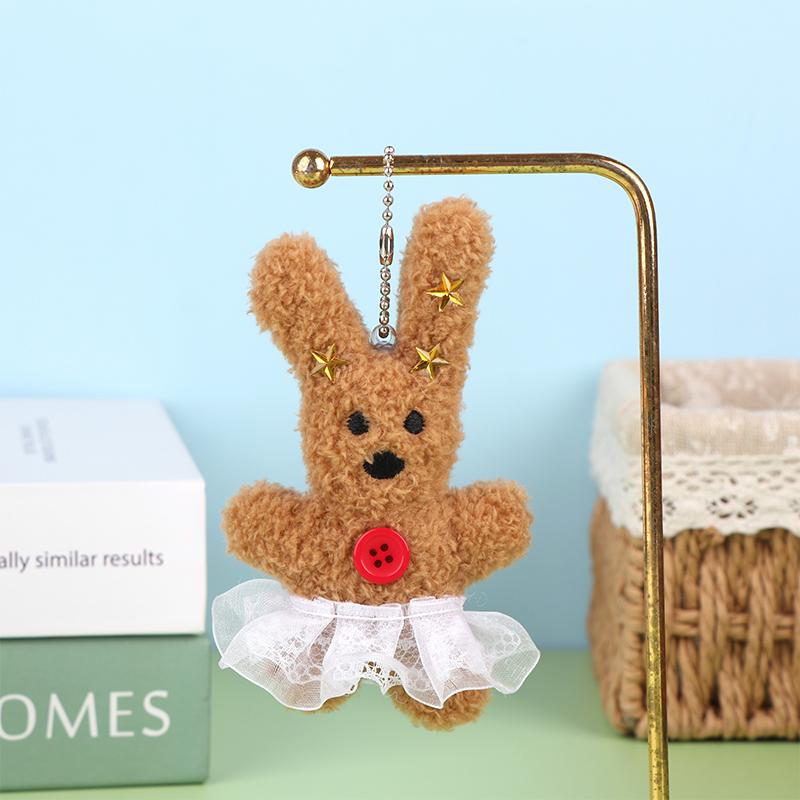 

Брелок в виде кружевного кролика из мультфильма, симпатичная плюшевая кукла в корейском стиле, брелок для сумки, кулон, рюкзак, подвесное украшение, аксессуары для ключей коричневый