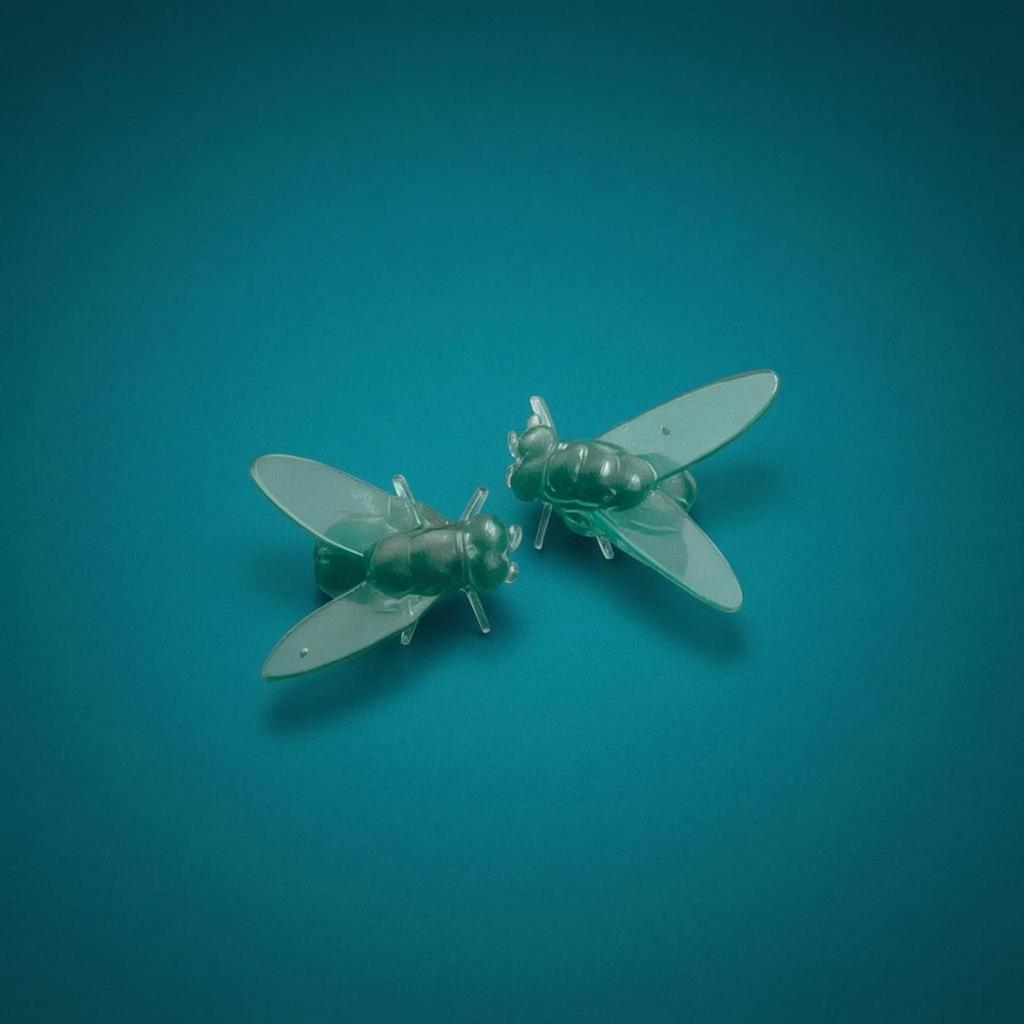 6xFly Stud Earrings Translucent FlyshapedShaped Detailed Ear Black