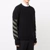 Off-White Reverse Arrow Diag Knit Crewneck Black/Green Men Tops OMHE088F21KNI0011055