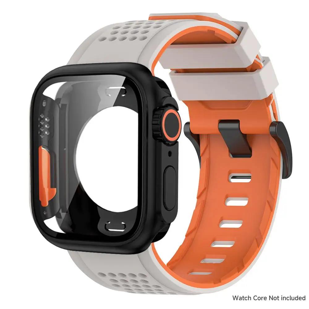 Case+Silicone Strap for Apple Watch Band Ultra 3 49mm 46 45 44 41mm Protective Case Bracelet for Iwatch 11 10 9 8 7 6 54 SE3