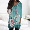 Dámský ležérní top s výstřihem do V a 3/4 rukávy s vintage květinovým potiskem