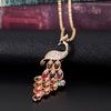 Fashion Women Multi-color Long Peacock Rhinestone Wedding Sweater Necklace