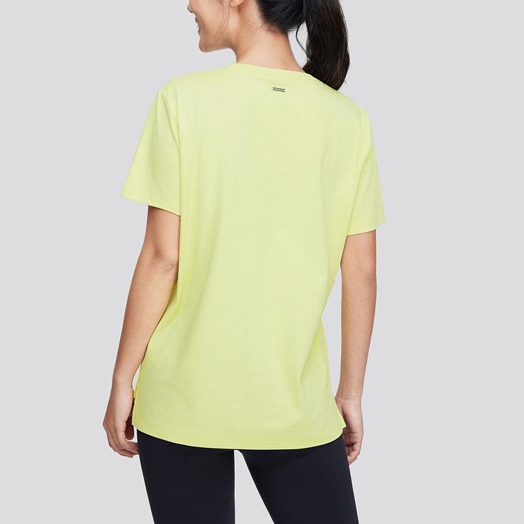 Skechers Solid Color Breathable Sports Short Sleeve Regular T-Shirt Women Tops Light-Yellow-Green P224W063-03Z2