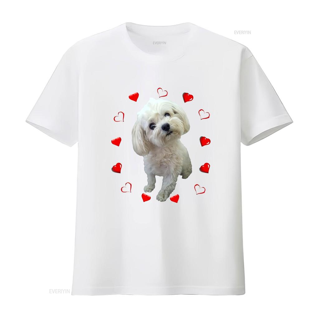 Maltese Dog Lover Puppy Owner Maltipoo Mix Fans Hearts T shirt vintage Washed fashion Comfortable Soft Versatile Stylish