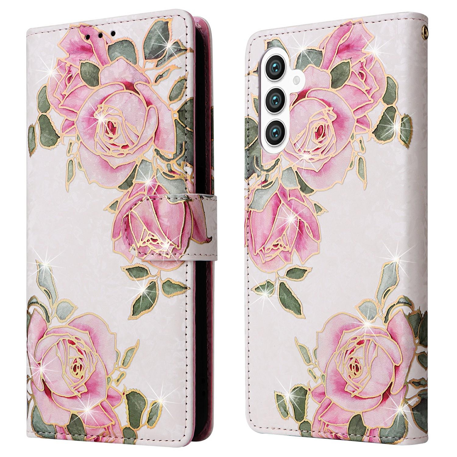 

For Samsung Galaxy S25+/S24+ Case RFID Blocking Flower Leather Phone Cover Flower