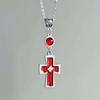 Gothic Punk Geometry Round Glass Crystal Blood-red Cross-shaped Pendant Necklace for Women Halloween Party Collar Chain Jewelry