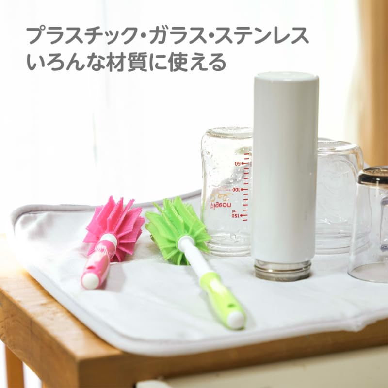EDISONmama Silicone Brush L Size Bottle Water My Glass Baby Use Reaches Deep Soft Hygienic Quick Dry Green