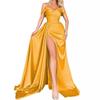 Annual banquet high split sexy host shoulder thin party evening dress