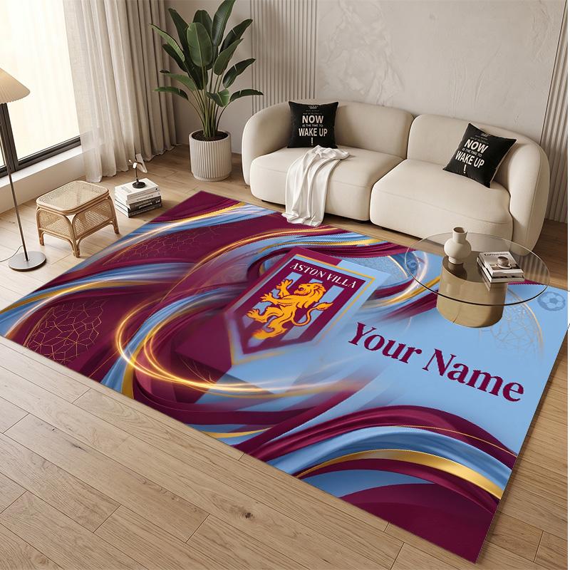 Personalized Crystal Velvet Carpet Aston Villa Pattern Non Slip Floor Rug