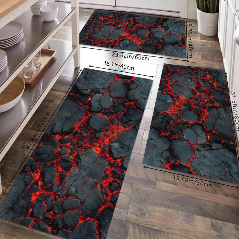 

3D Lava Cracked Earth Kitchen Rug Set - Non-Slip Waterproof & Easy-Clean Floor Mats for Kitchen Bathroom & Home Entryway 160cm x 230cm
