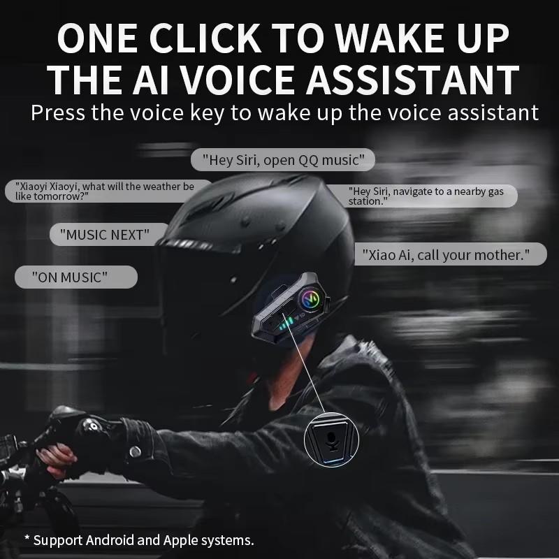 Bluetooth Motorcycle Helmet Headset Wireless IPX6 Waterproof Noice Reduction Earphone Super Long Standby HandsFree Headphone AE