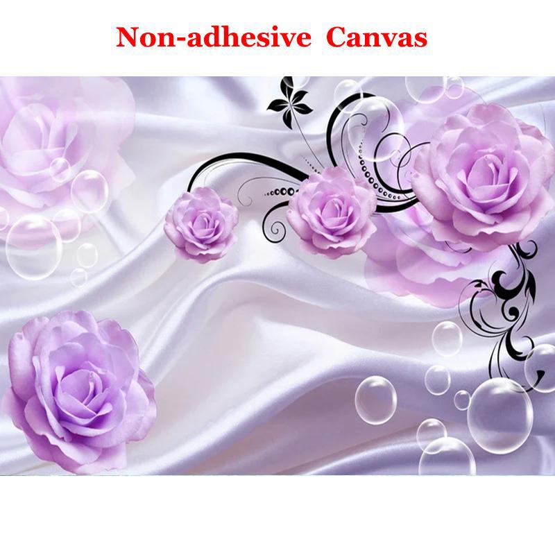 Custom Photo Wallpaper 3D Floral Purple Rose Silk Background Modern Simple Romantic Living Room Bedroom Wall Design Mural Paper