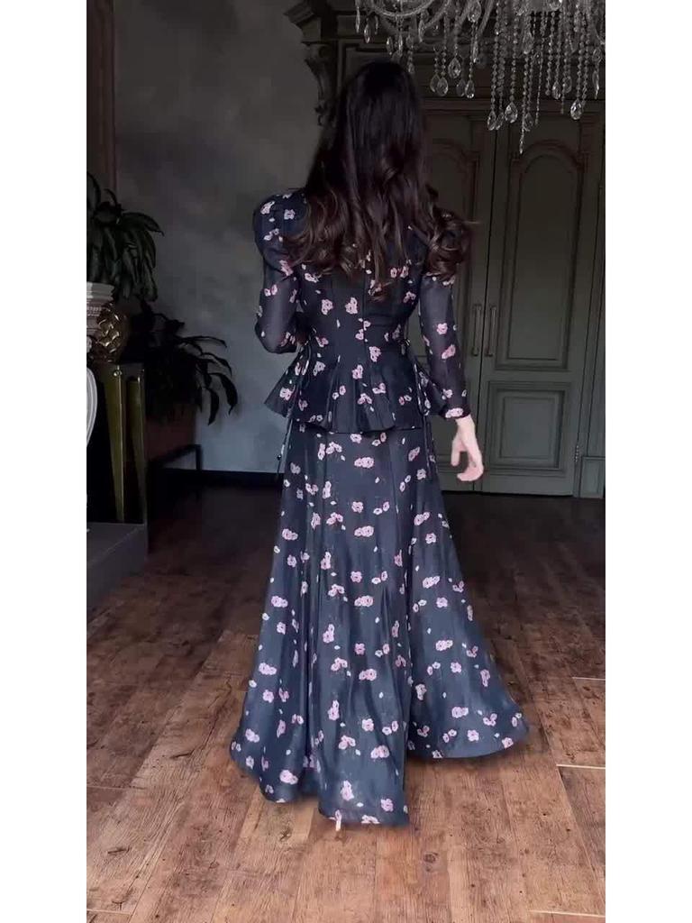 European and American 2025 Retro Long Sleeve Dress - Elegant Spring Court Style