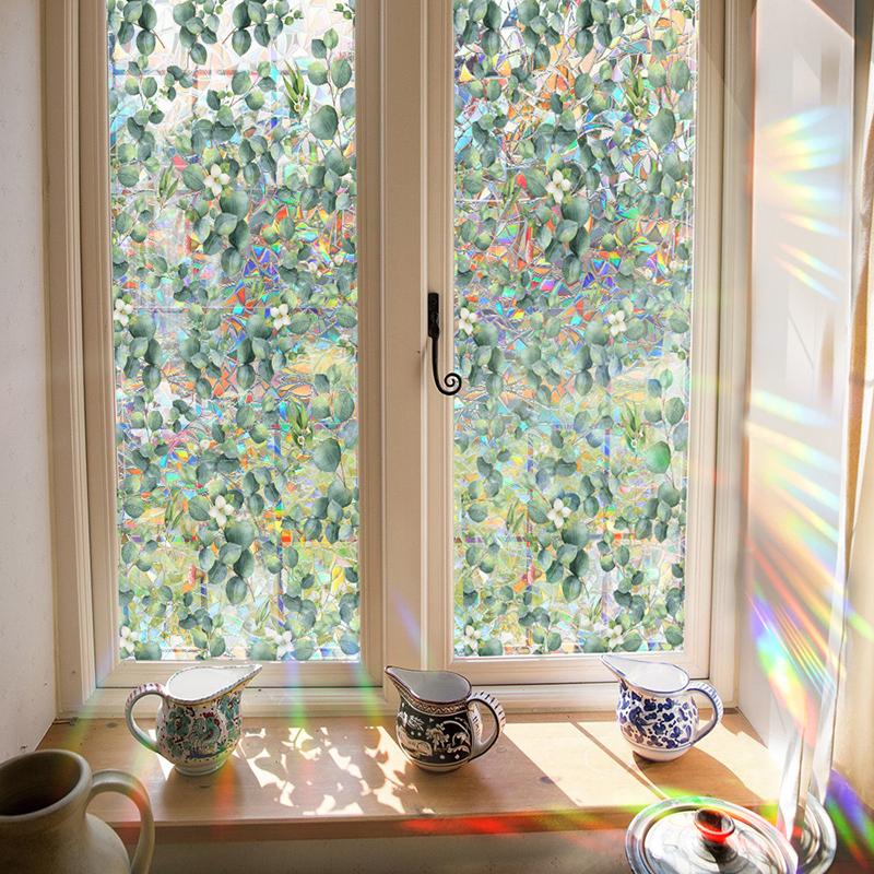 Colorful Rainbow Bird Pattern Prismatic Window Film Reusable No-Adhesive Static Cling Rainbow Sun Catcher Decal For Home Decor