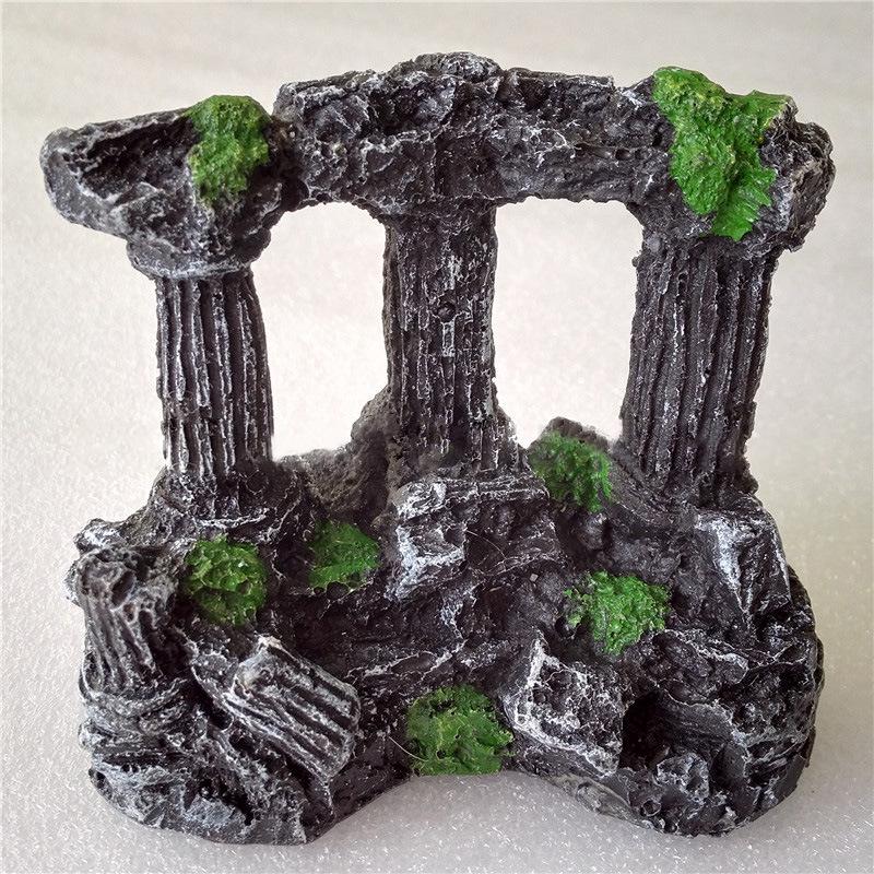 Double Pillar Roman Resin Fish Cave Aquarium Ornament