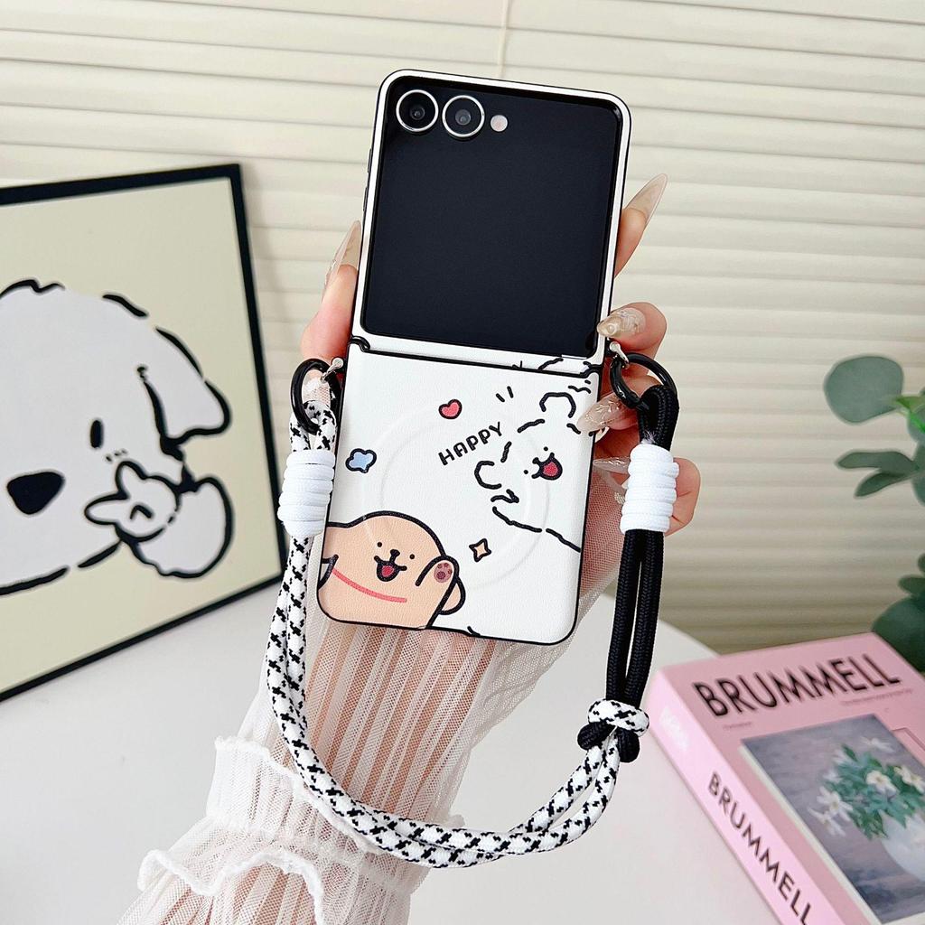Magnetisches DIY Niedliches Haustier Hülle für Samsung Z Flip7/Z Flip6/Z Flip5 - Cartoon Anti-Drop Design