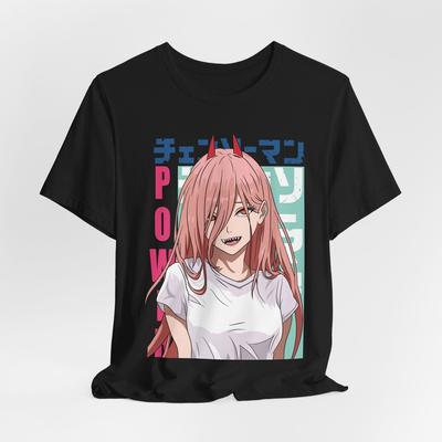 Anime Power Unisex Kurzarm T-Shirt Tee Tops, Freizeitkleidung, Manga-Shirt, Geschenk für