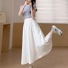 Women's Solid Color High-Waist Elastic Waist Slim-Fit Casual Midi Skirt - Versatile All-Match for Spring/Autumn