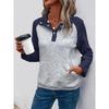 Women S V Neck Long Sleeve Pullover Casual Color Block Sweatshirt